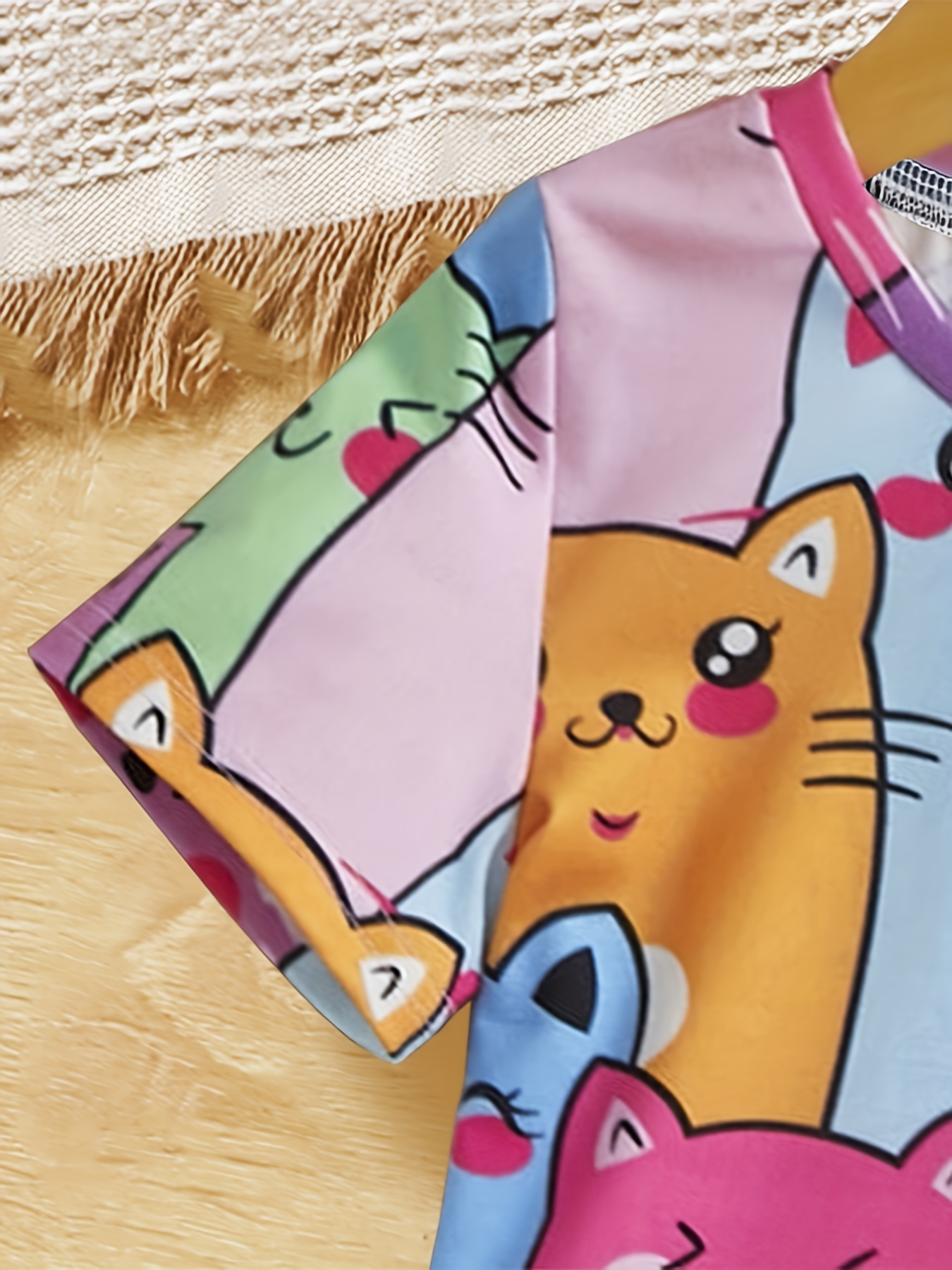 Cute Cats Allover Print Girls Short Sleeve T-shirt Dress For Leisure Or  Outfit, Kids Clothing - Temu