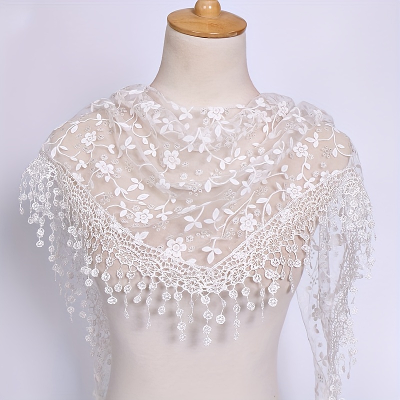 E-shop Elegante Damen-Spitzenbesatz-Dreieckstuch - Vielseitige Schal für Freizeitausflüge, Maschinenwaschbar & Chemisch Reinigbar, Spitze mit Feinem