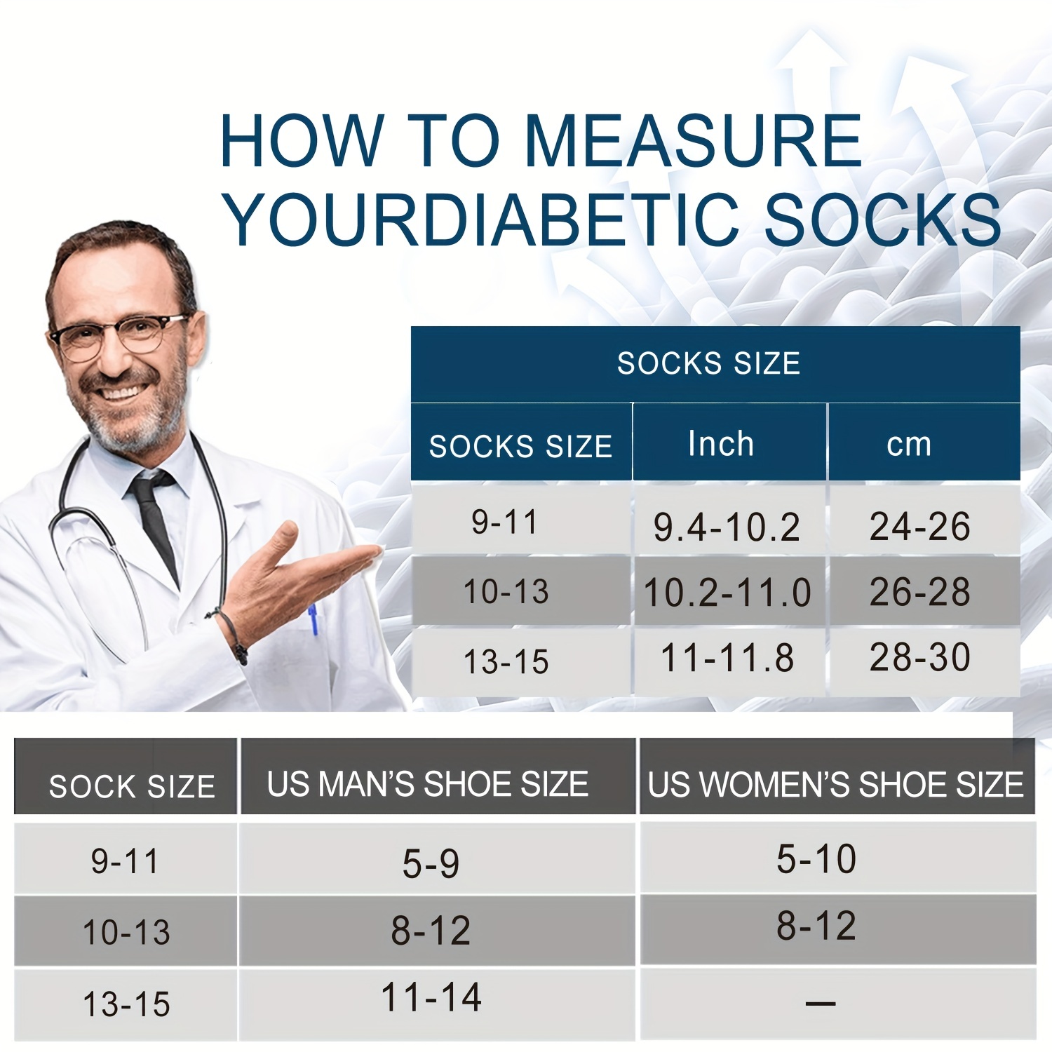 Toque Personal calcetines para diabéticos hombre y mujer Crew Calcetines de  estilo médicos aprobado blanco tamaño 1315 13-15 Blanco 6 6