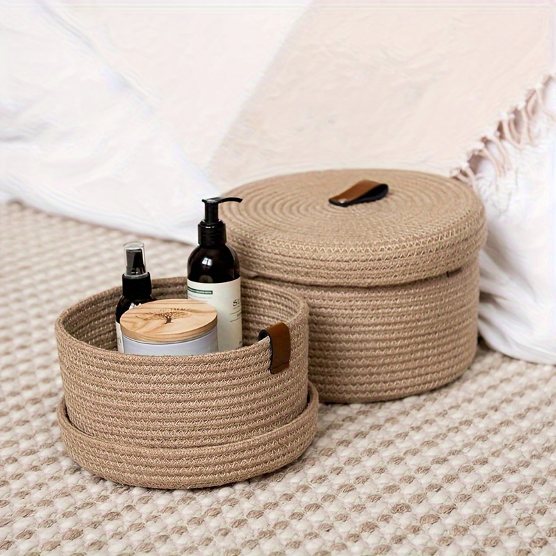 Jute Storage Basket Cosmetics Remote Control Cotton Thread Storage