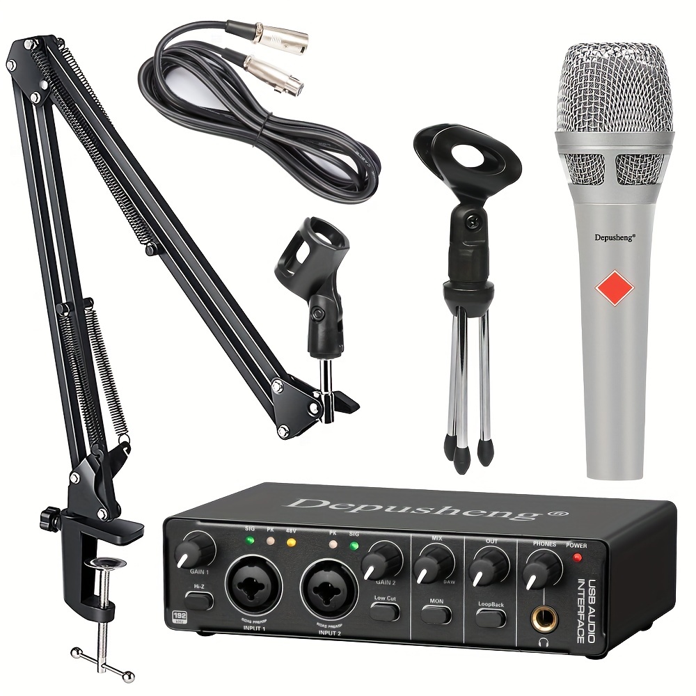 Depusheng RX2 usb audio interface computer recording sound card, home  studio audio interface, can connect 48V condenser microphone, guitar  recording