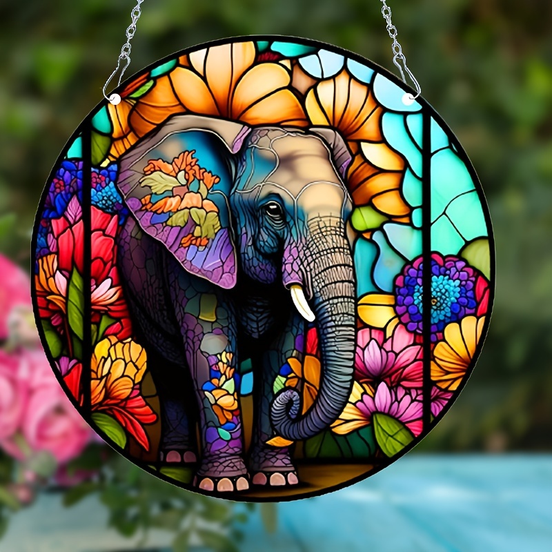 Colorful Elephant Double Side Painted Suncatcher Gift For Mom Friends