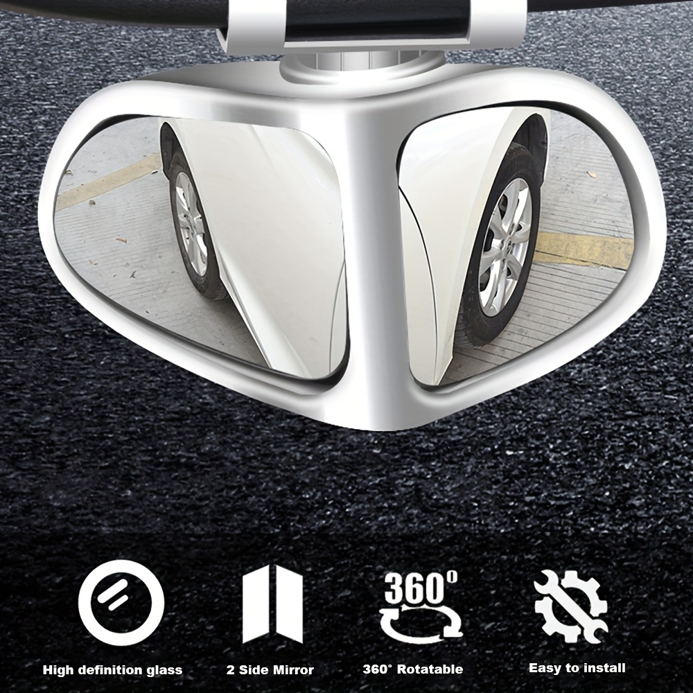 2pcs 2 Side Car Blind Spot Mirror 360° Rotatable Blind Spot Mirror Rearview  Parking Mirror