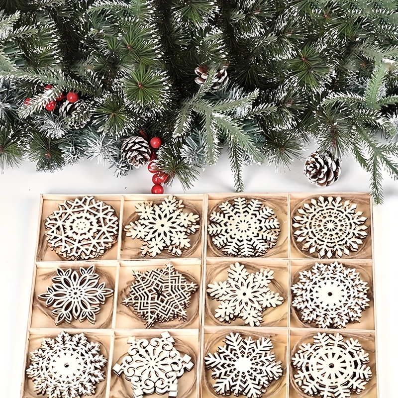 [big Save!]50pcs DIY Wooden Snowflakes Unfinished Wood Ornaments Cutouts Christmas Wood for Christmas Decoration Christmas Tree Hanging Embellishments