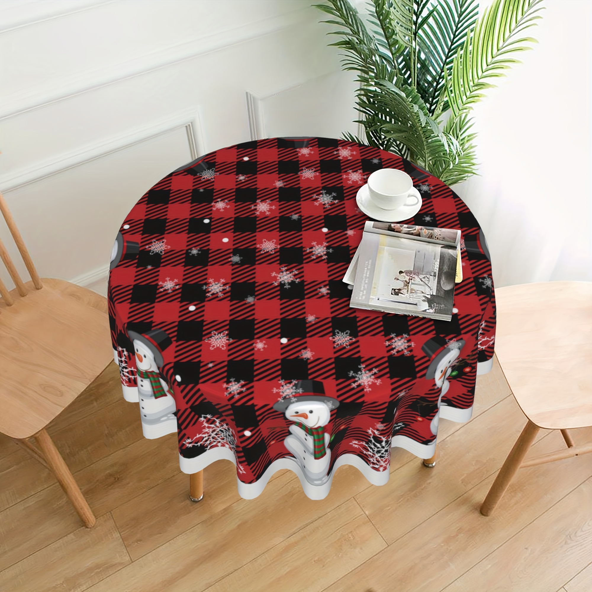 Polyester Tablecloth Merry Christmas Table Cover Buffalo - Temu