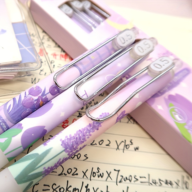 Purple Tulip Erasable Gel Pens Kawaii Gel Pens With Erasers - Temu