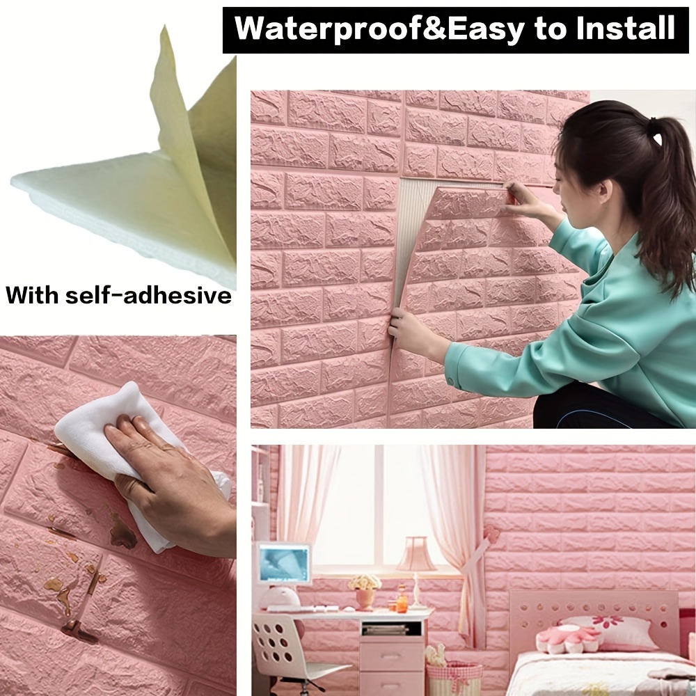 3d Wall Panels Printable Wallpaper Sticker Self Temu