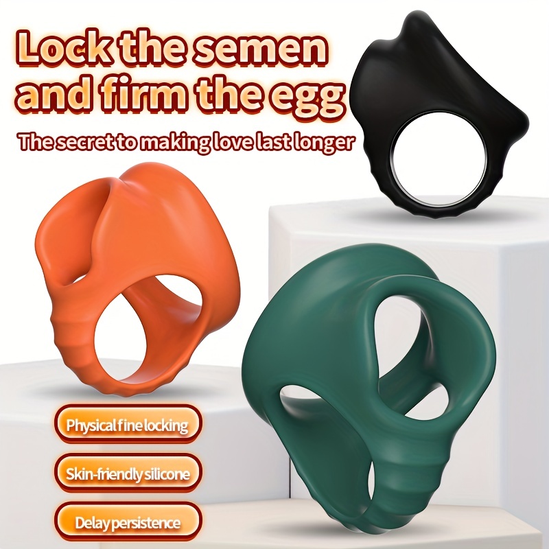 3-in-1 Silicone Penis Ring: Ultra Soft Cock Ring for Men - Enhance Stamina,  Prolong Sex, No Vibration - 3 Different Sizes for Couples!