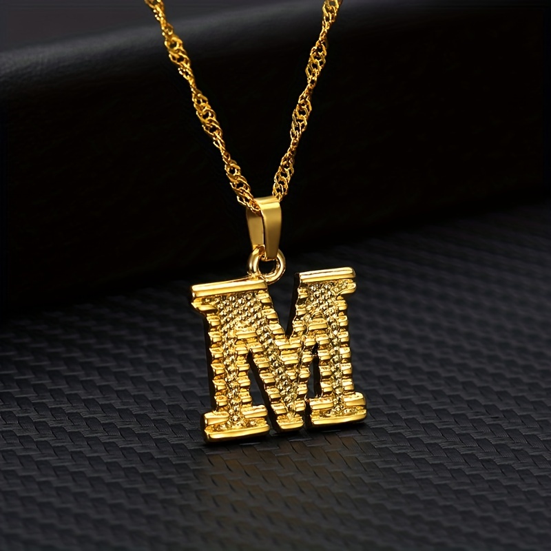 Golden Initial A Pendant Necklace Letter A Alphabets Charm
