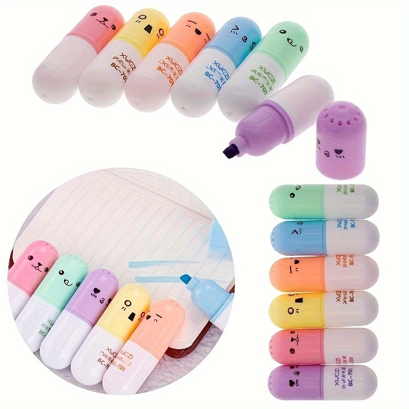 6 Pcs/lot Vitamin Pill Highlighter Capsules: Brighten Up Your Drawings & Notes With Colorful Markers!