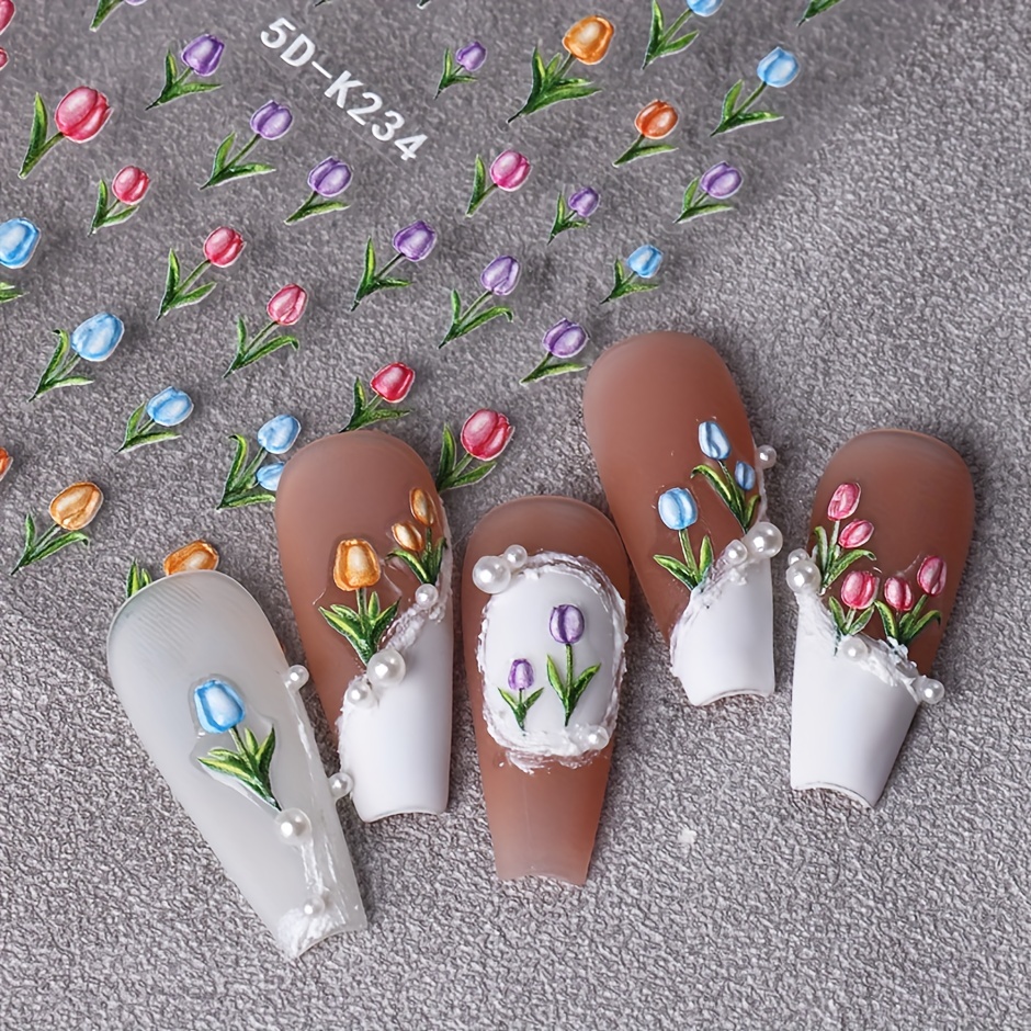 Tulip Flower Theme Rectangle Nail Stamping Plate Aloe Design Nail