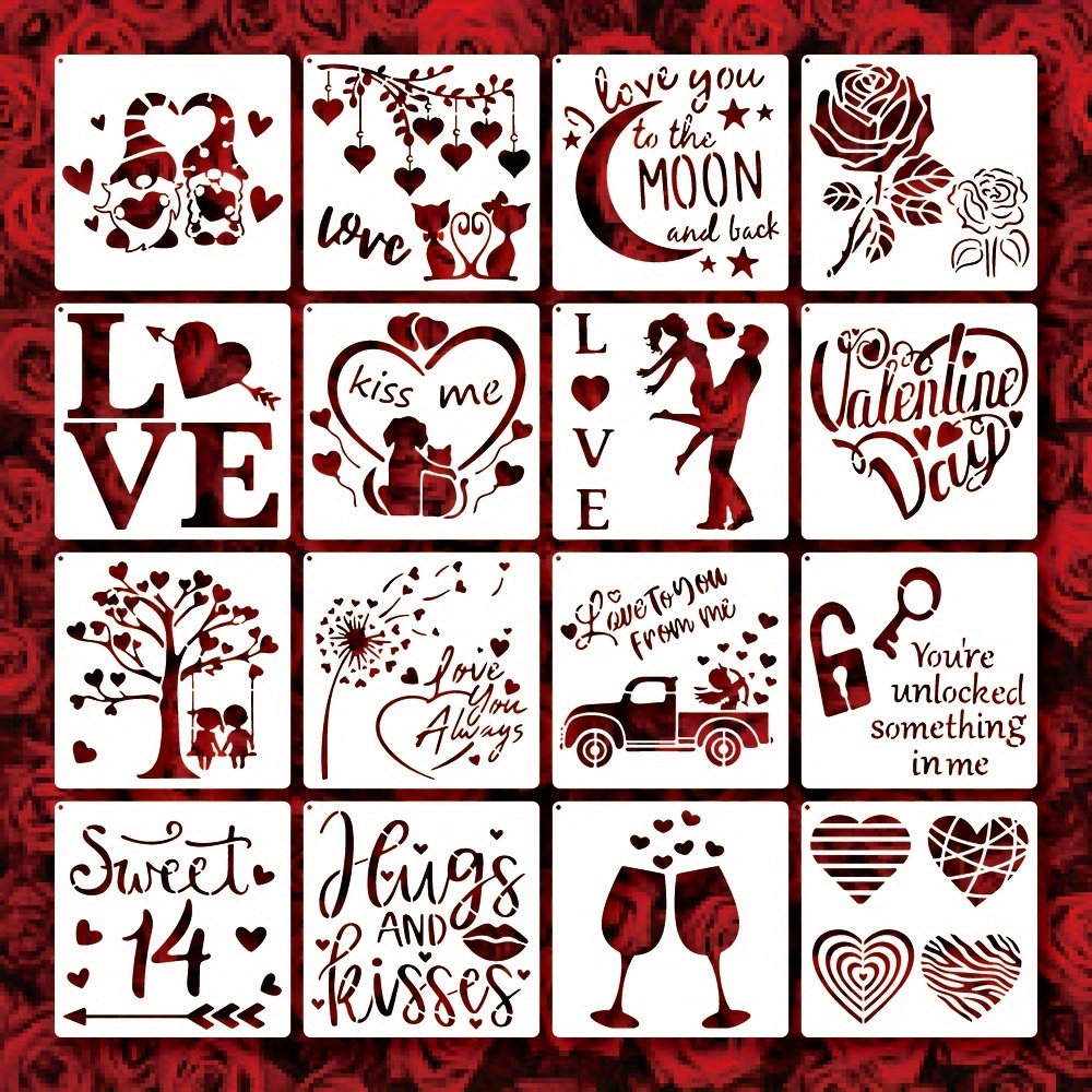  20 Pieces Valentine's Day Stencils Valentine Drawing Painting  Templates Reusable Plastic Template Stencils for Valentines Painting on  Wood Envelopes DIY Craft Decoration Supplies (5.1 x 5.1 Inch) : Arts,  Crafts & Sewing
