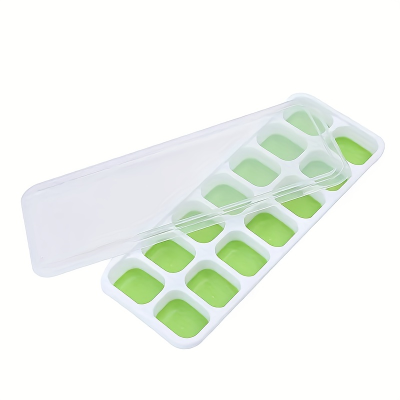 Silicone Ice Cube Tray with Lid Flexible 14 Ice Cube Mold Chic Kitchen 1X