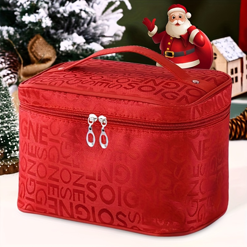 TEMU Portable Makeup Organizer Bag, Large Capacity Travel Toiletry Storage Box, Stylish High Quality Cosmetic Pouch In Coffee, Magenta, Pink, Purple, Black, Polyester Material, Hand Wash Only