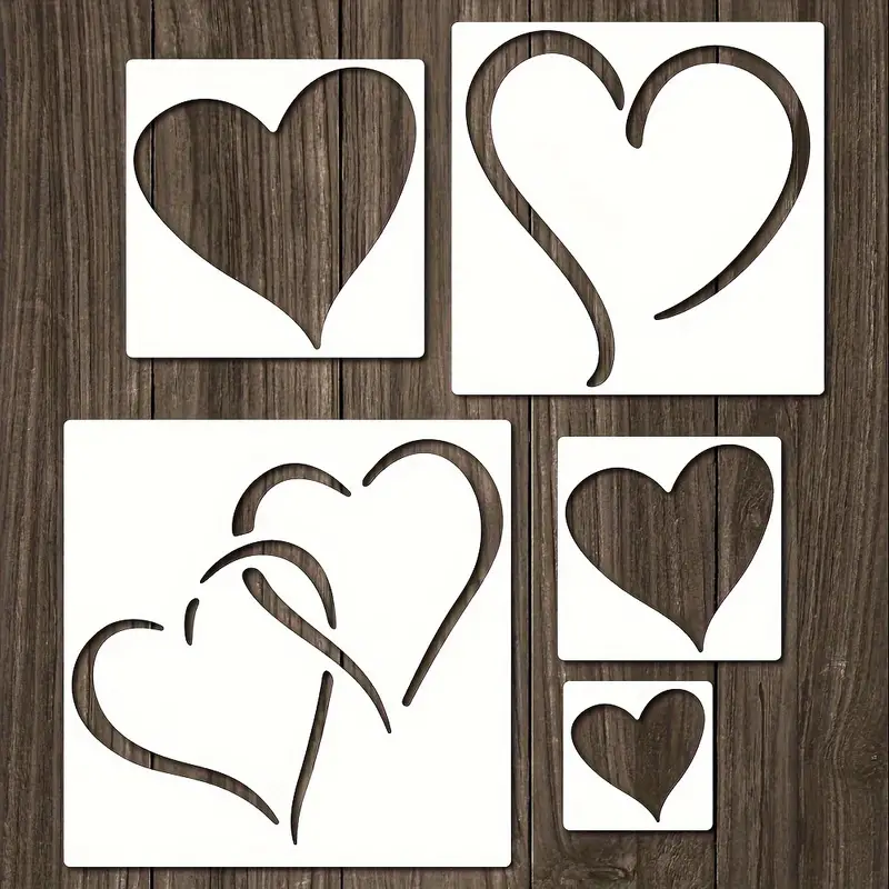 4pcs Heart Painting Stencil, Reusable Double Hearts Stencils For 4 Sizes,  Plastic Heart Art Craft Templates On Wood Wall Fabric Paper Home Decor DIY P