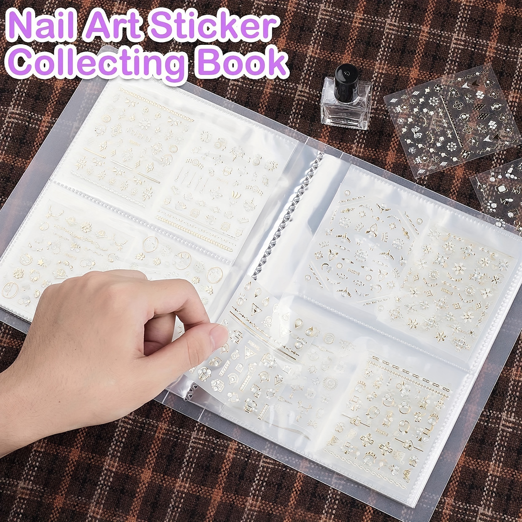 Frosted Nail Art Sticker Storage Book Organizer Holds 80 - Temu