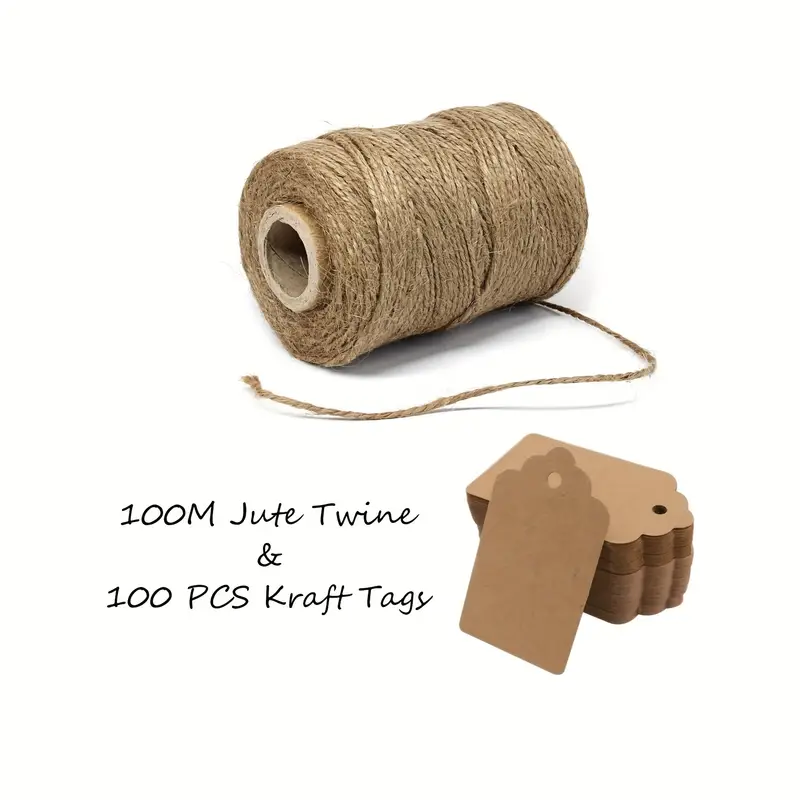 Jute Twine String Kraft White Tags Natural Thin Twine Crafts