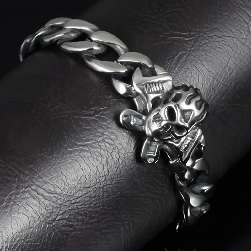 Mens skull bracelets hot sale stainless steel