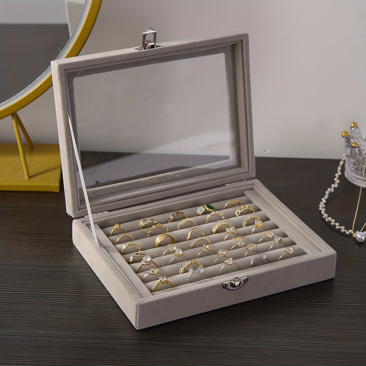 Joyero transparente multicapa, caja de almacenamiento para pendientes,  anillos, collares, pulseras, uso doméstico - AliExpress