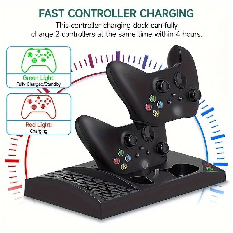  Vertical Cooling Stand for Xbox Series X/S, Dual Controller  Charging Station for Xbox Series X/S with Cooling Fan 3 Hub USB Ports :  Video Games