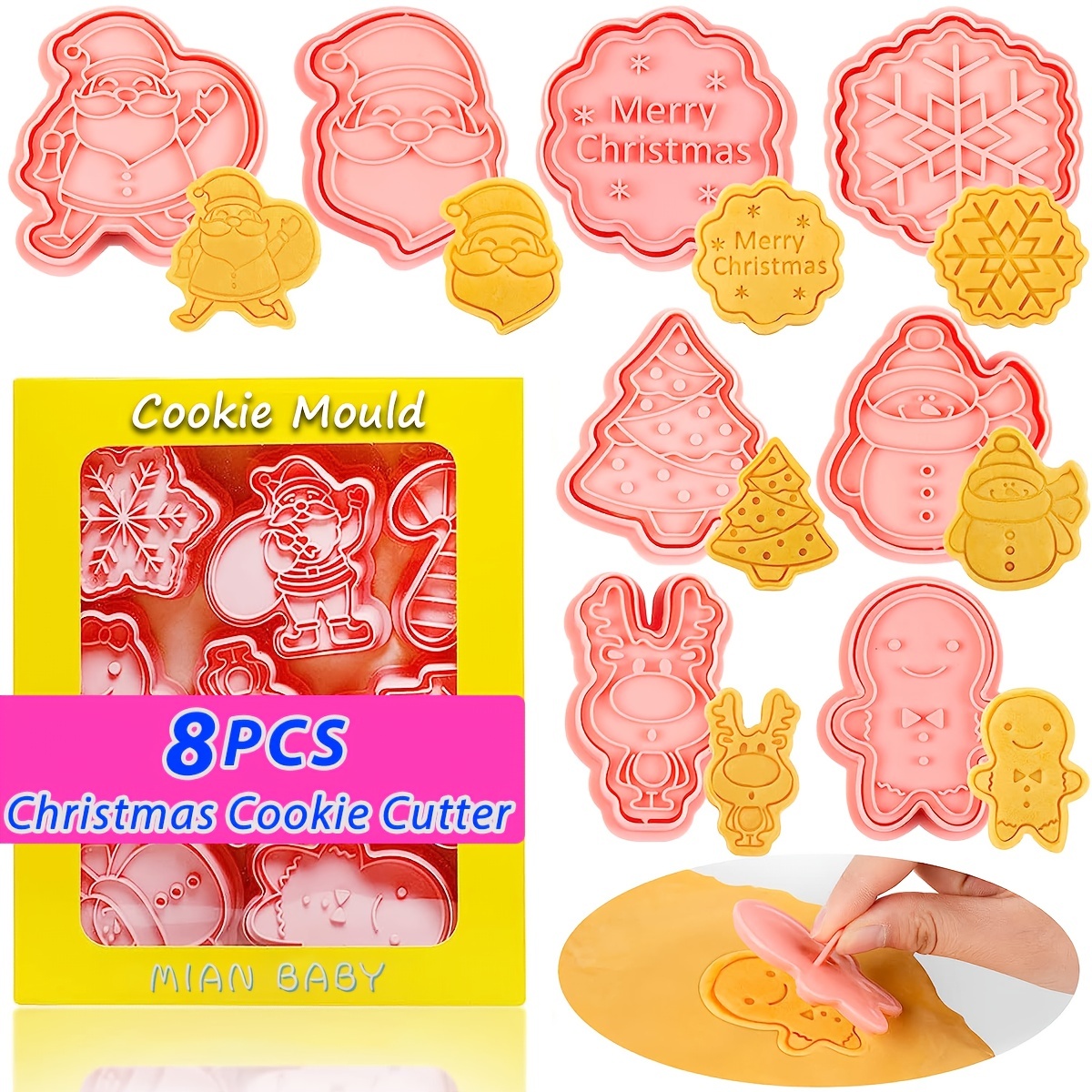 6/8Pcs DIY Cake Decorating Tools Christmas Cookie Cutters Set Cartoon  Biscuit Mould Fondant Cookie Mold Baking Tools for Kitchen