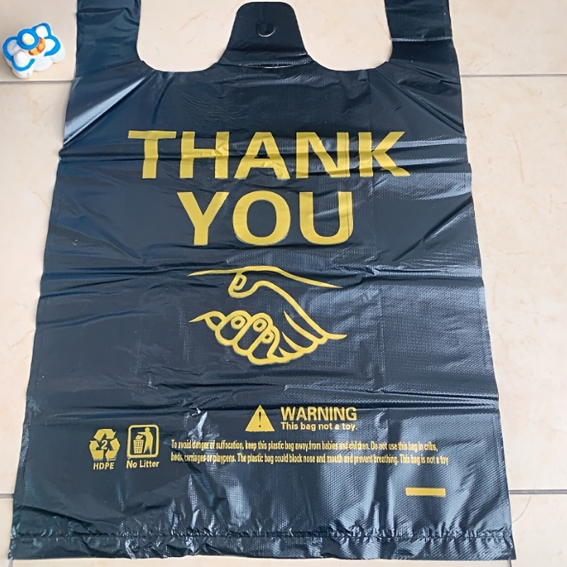 100Pcs Thank You T-shirts Plastic Shopping Bags Grocery Store Small  Business Food Bags With Handles 11.8x19inch Printed In White Purple