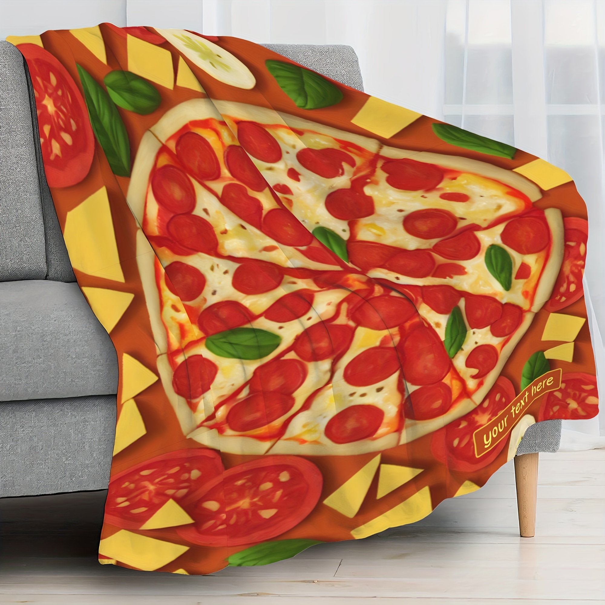 1pc Soft and Warm Pizza Print Blanket for All Seasons - Perfect for Friends  and Family, Office, Couch, Sofa, Bed, Camping, and Traveling