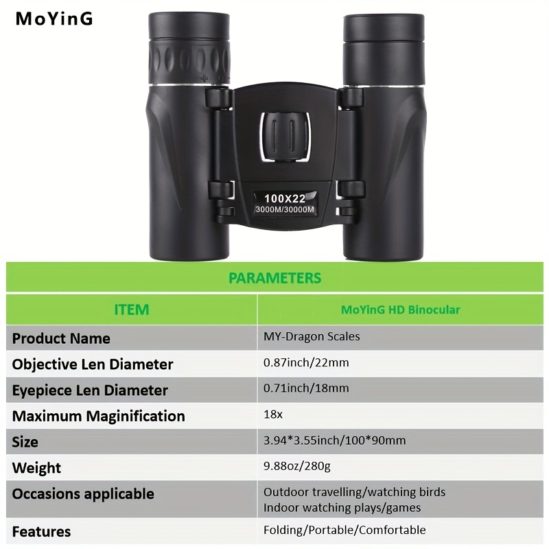 Portable 100x22 Binoculars for Bird Watching Camping Concert