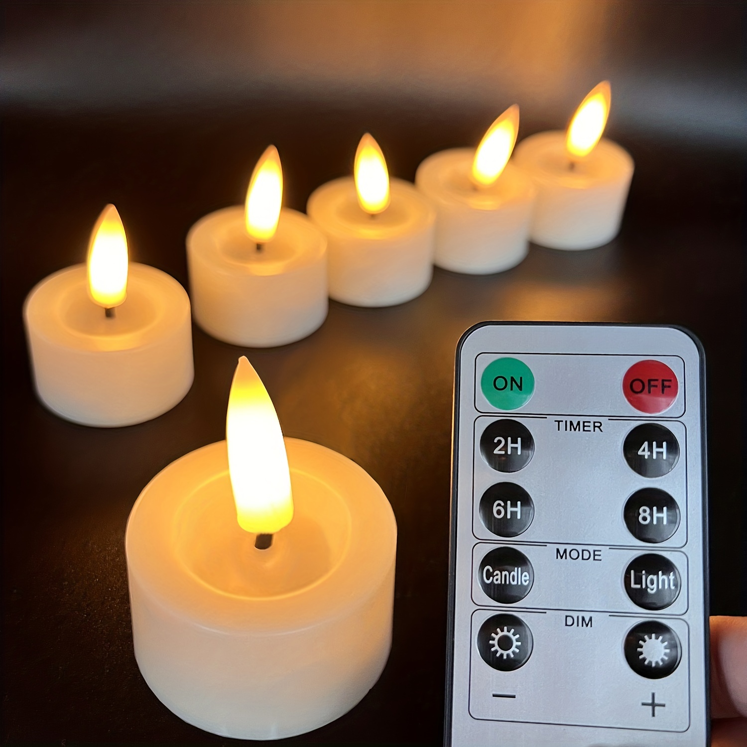 

6pcs 3d Black Wick Led Flameless Battery Operated Tea Lights Candles With Remote Control, Romantic Valentine's Day Decor Flickering Votive Tea Light Candle For Special Night, Timer Tealight