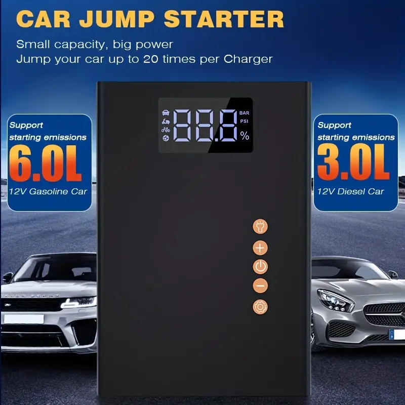 Car Emergency Start Power Supply Inflatable Pump Integrated Machine With  Power Bank Car Battery Charger And Air Pump