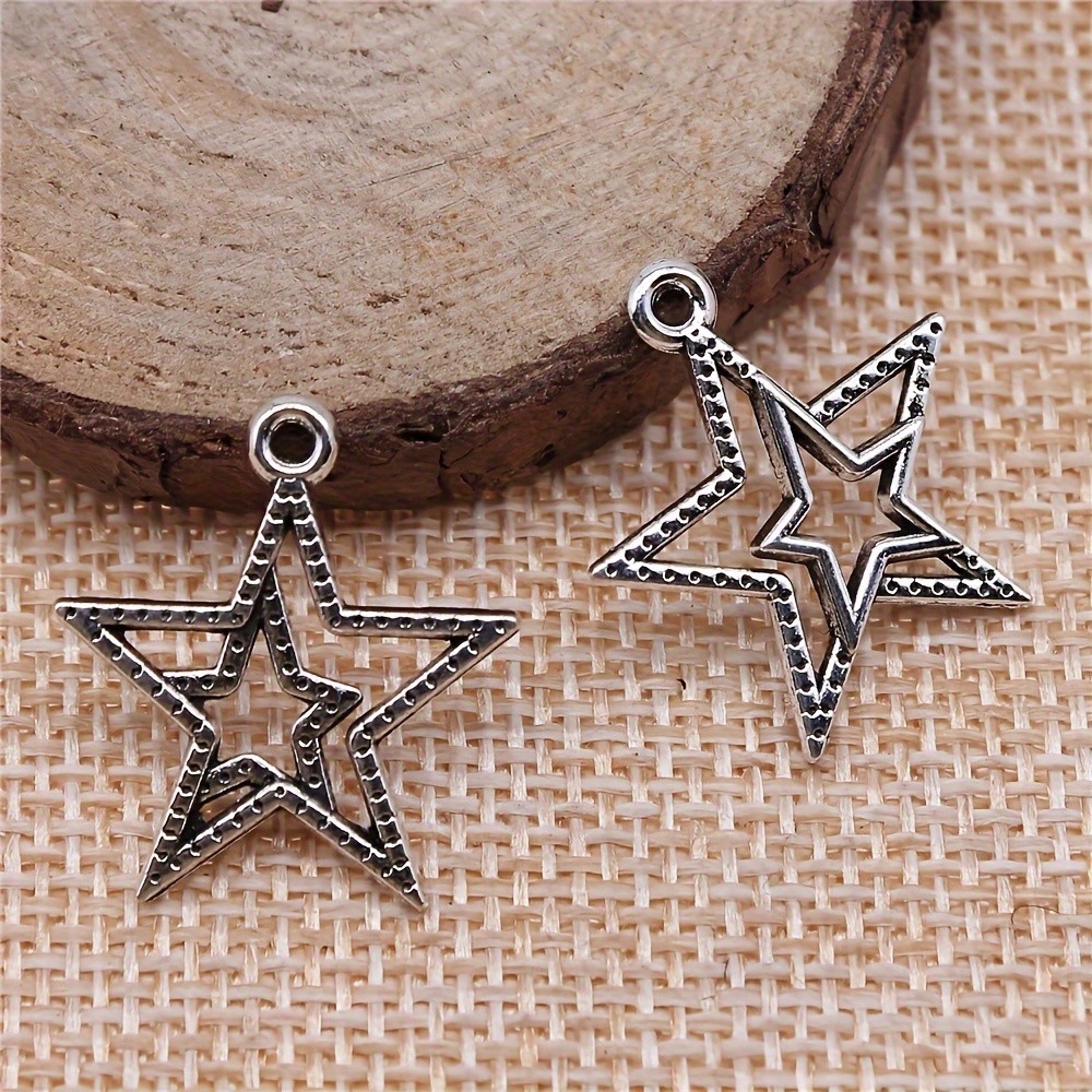 Silver Plated Star Charm Hollow Vintage Pendant Y2k Charms - Temu