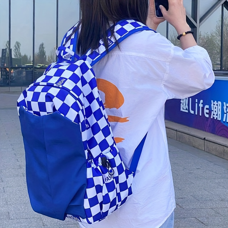 Blue Checkered Backpack 