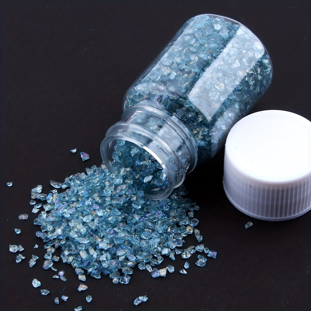Uxcell 20g Crushed Glass Chips, 1-3mm Irregular Metallic Glitter Glass  Stone Mineral Blue