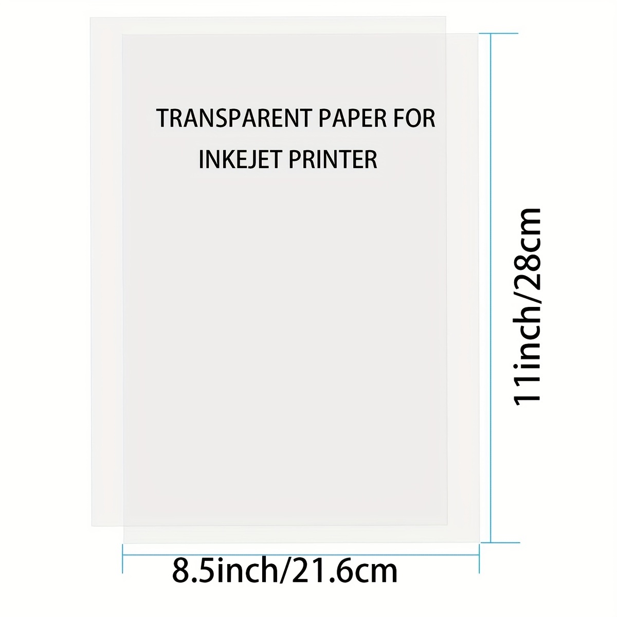 100% Clear Inkjet Transparency Film - 8.5x11 Inches (30 Sheets