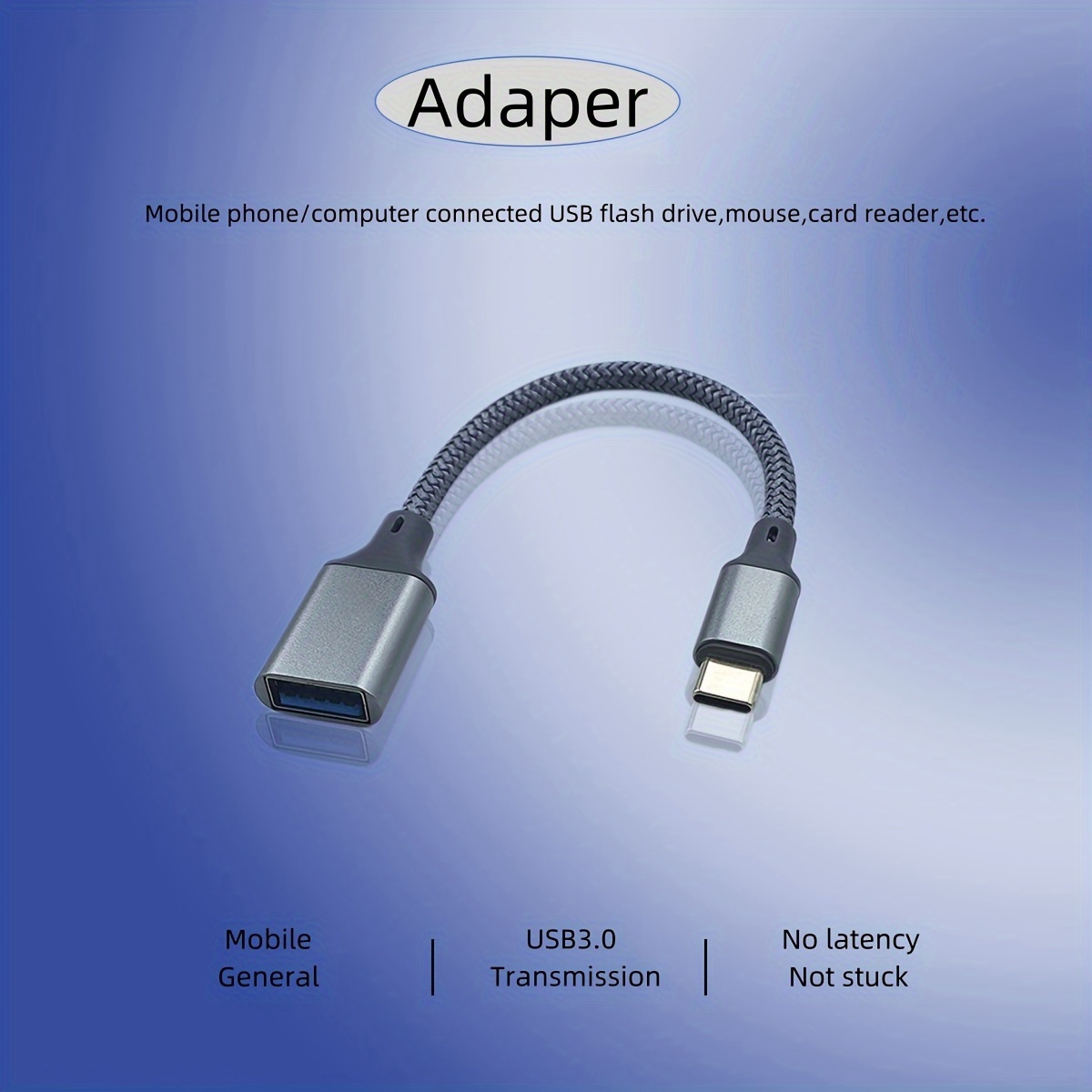USB C to USB 3.0 A Female (2 Pack) OTG Adapter Compatible with PC  Tablet/Thumb drives for FULL USB Braided Thunderbolt 3 On The Go Cable