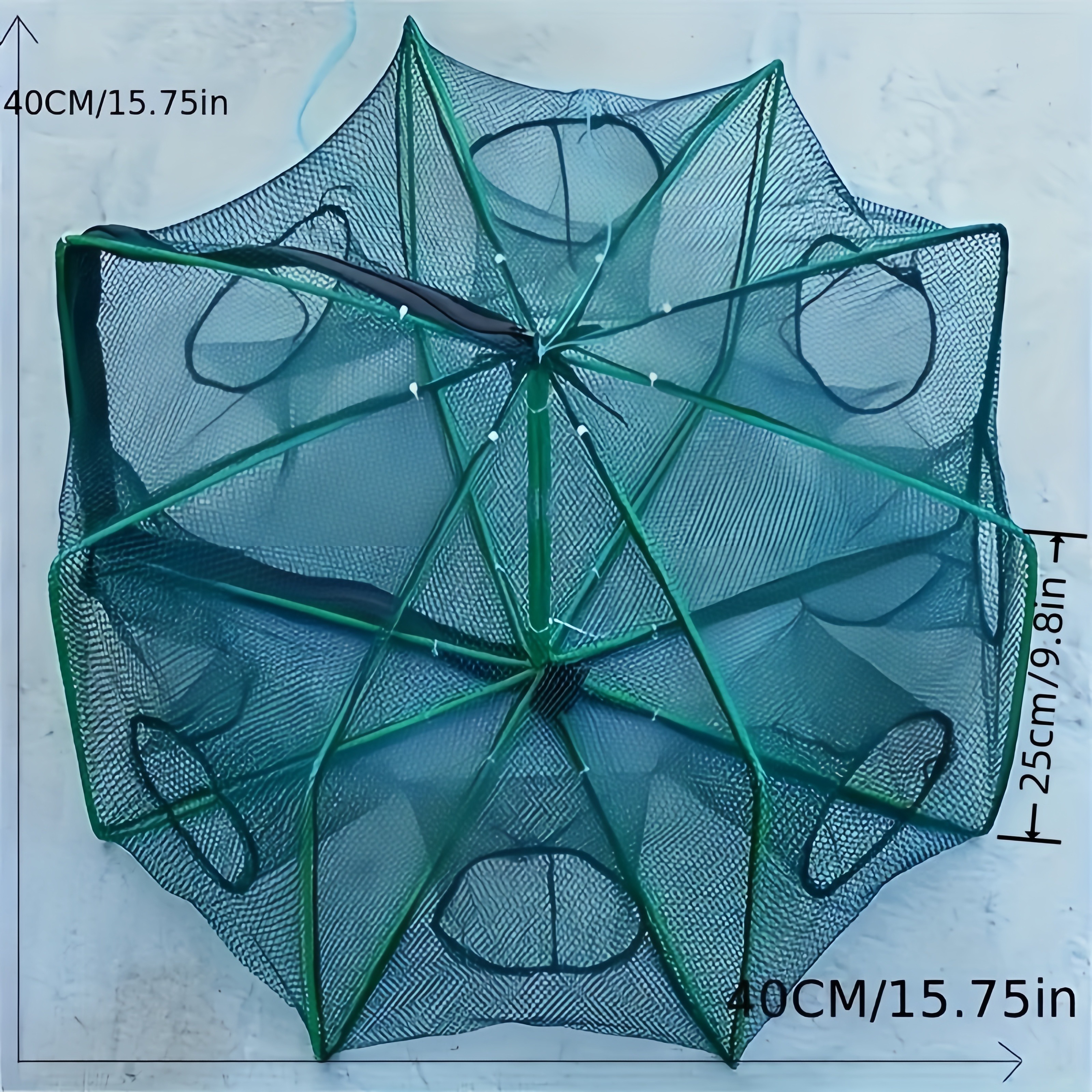 Foldable Nylon Fishing Net Shrimp Minnow Crab Baits Cast Mesh (Size : 6  Holes) Fishing Net Fish Trap