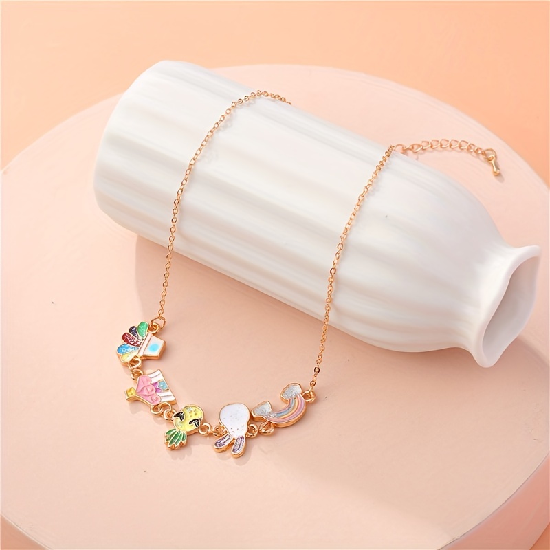 ( with Picture Card ) 5pcs Replaceable Pendant DIY Little Girl Jewelry, Jewels, Cute Unicorn Children's Necklace, Suitable for Daily Wear, Party