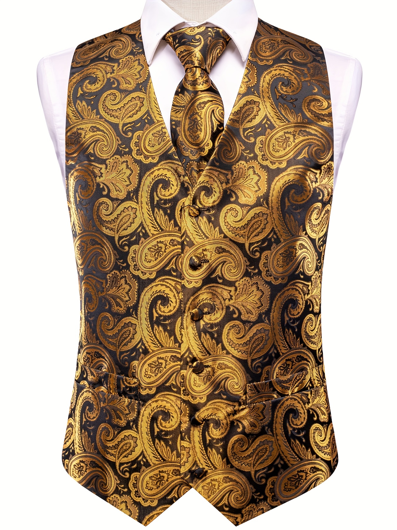 Gold waistcoat hot sale and tie