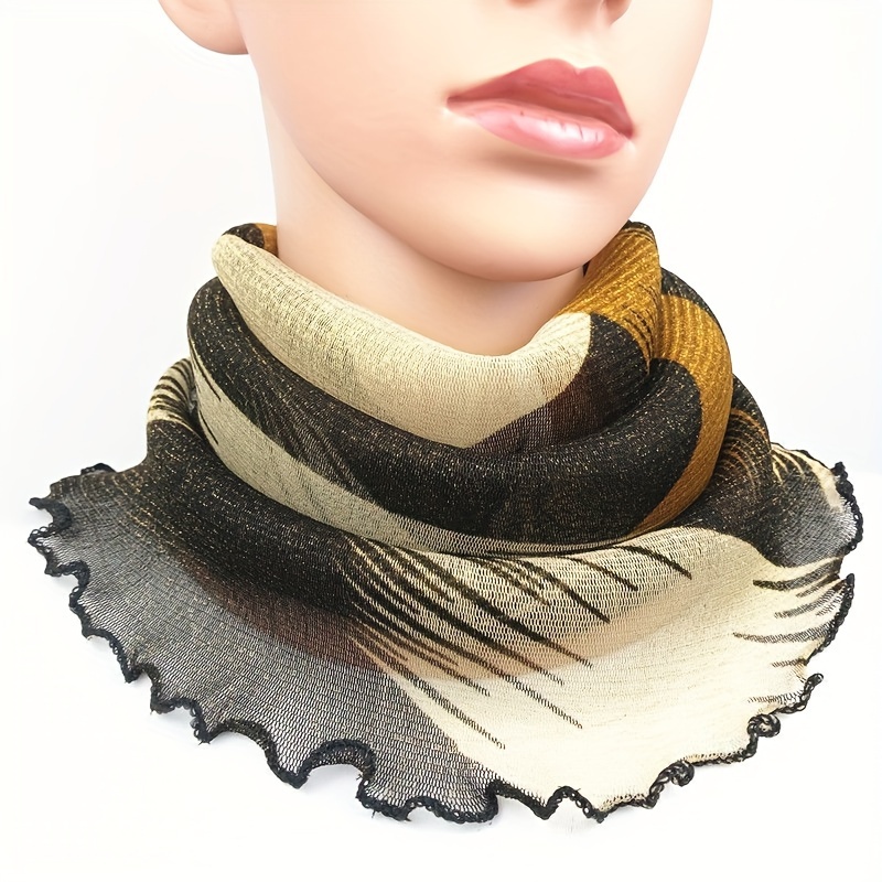 Mature Thin Mash Yarn Neck Gaiter Elegant Breathable Hanging Ear Summer Sunscreen Decorative Neck Cover