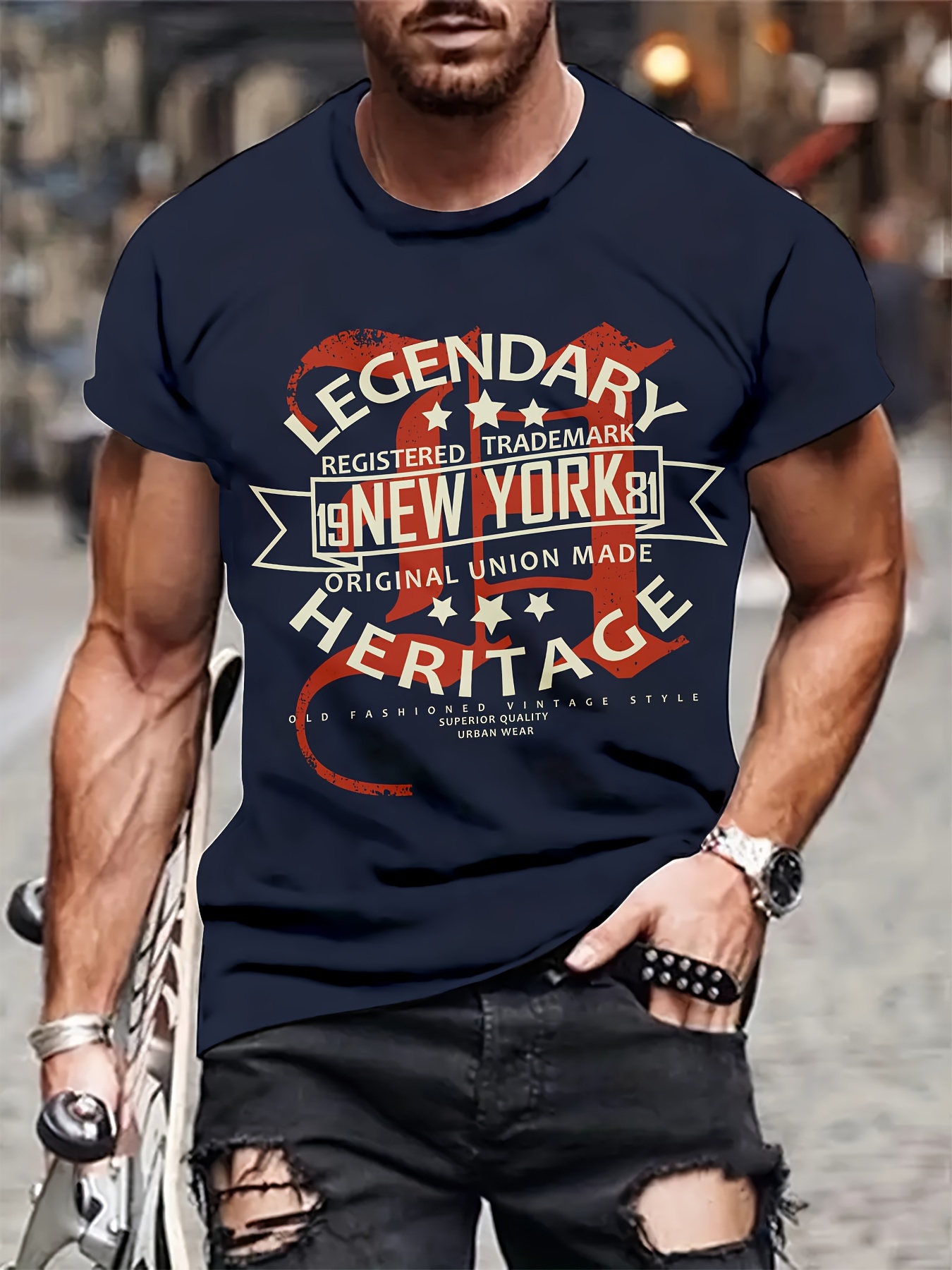 Legendary Print Men's Graphic Design Crew Neck Novel T shirt