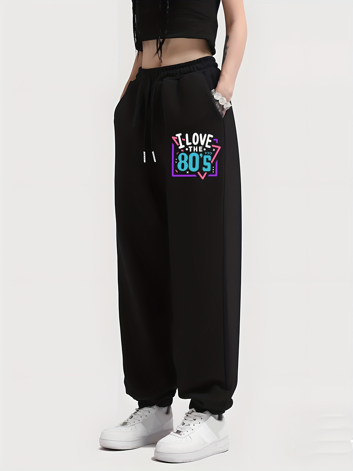 Love 80's Print Casual Loose Sweatpants Fashion Drawstring - Temu Canada