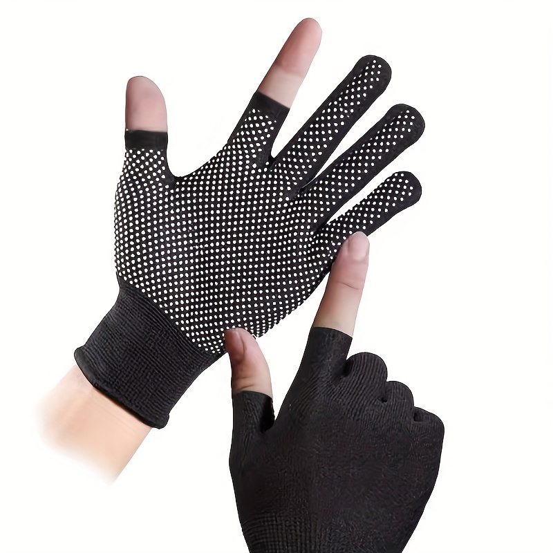 Qionma Anti Slip Slip-resistant 3 Low-Cut Fingers Fishing Gloves Tackle 
