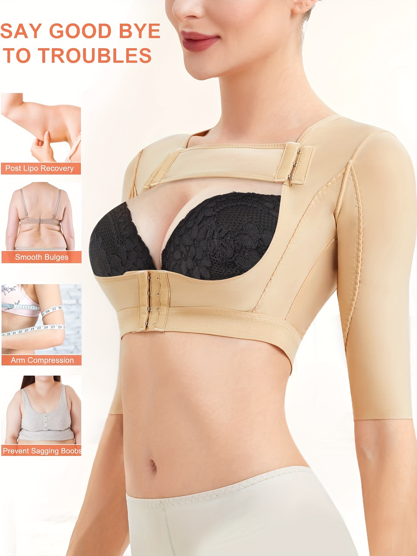 Front Buckle Shaping Tops Post Surgery Upper Arm Shaper Open - Temu