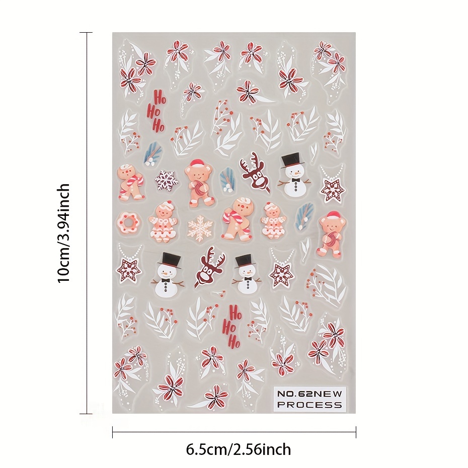 Colorful 3D Christmas Santa Nail Snowflake Stickers Butterfly, Love,  Flower, Elk, Bell, Snowflake Art Decoration Decal From Cinda03, $14.02