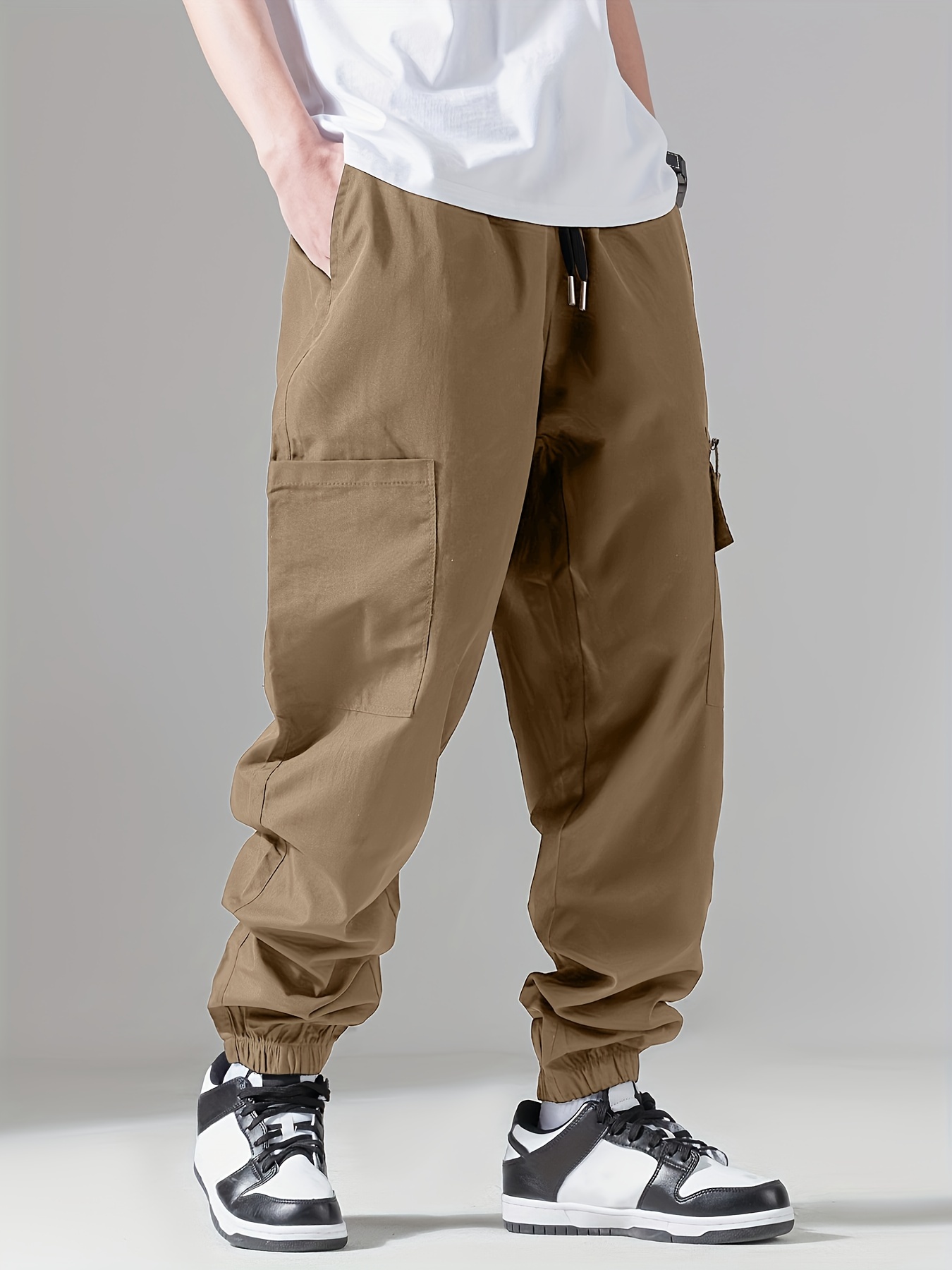  TYLC Pantalones cargo para hombre, bolsillos laterales