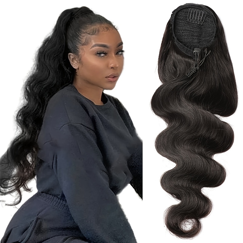 Draw String Ponytail- 100% Human Hair Deep Bodywave 18