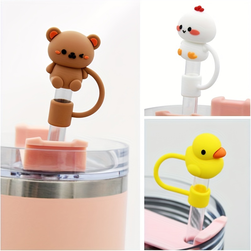 6Pcs Bear & Paw Print Stanley Straw Cover, Fit with Stanley 30/40oz Cup,  Reusable Dust Proof Straw Tip Covers Straw Topper Stanely Cup