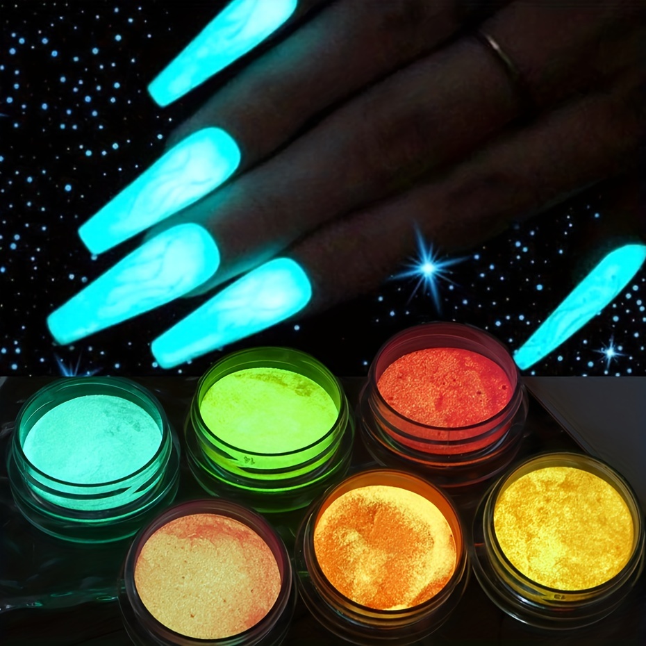 Nails Art Glitter Set 6PCS Fluorescent Nail Powder Neon Pigment Eyeshadow  Powder