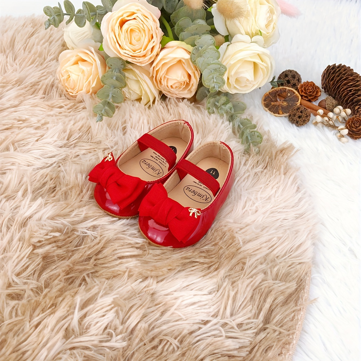 Trendy Elegant Bowknot Mary Jane Shoes For Baby Girls, Comfortable Lightweight Non Slip Soft Flat Sole Shoes For Indoor Outdoor Party, Spring And Autumn