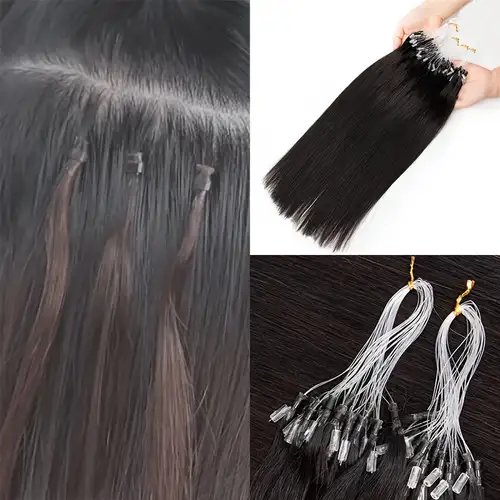Water Wave Micro Loop Human Hair Extension Brazilian Pre Bonded Micro Beads  Ring Hair Extension Natural Black Loose Wave Micro Links Human Hair
